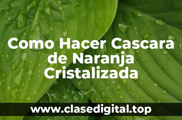 Como Hacer Cascara de Naranja Cristalizada