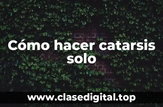 Cómo hacer catarsis solo