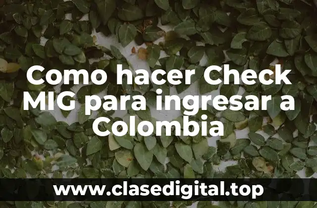 Como hacer Check MIG para ingresar a Colombia