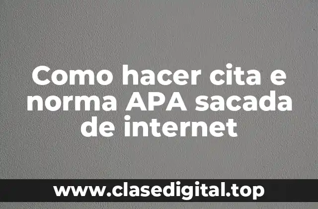 Como hacer cita e norma APA sacada de internet