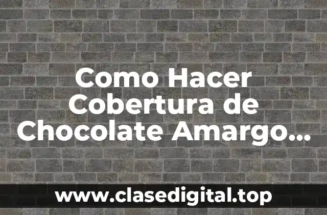 Como Hacer Cobertura de Chocolate Amargo en Polvo para Cupcakes