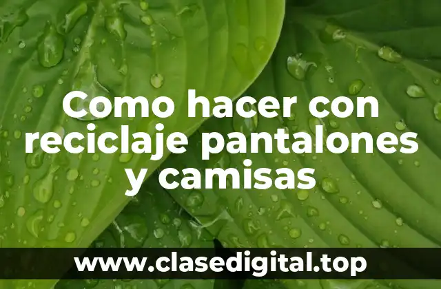 Como hacer con reciclaje pantalones y camisas