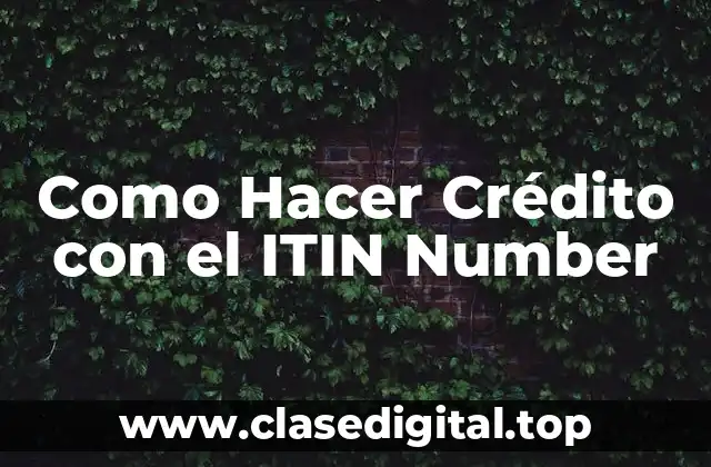 Como Hacer Crédito con el ITIN Number