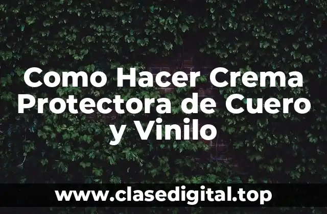 Como Hacer Crema Protectora de Cuero y Vinilo