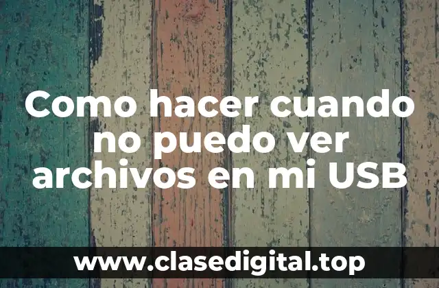 Como hacer cuando no puedo ver archivos en mi USB
