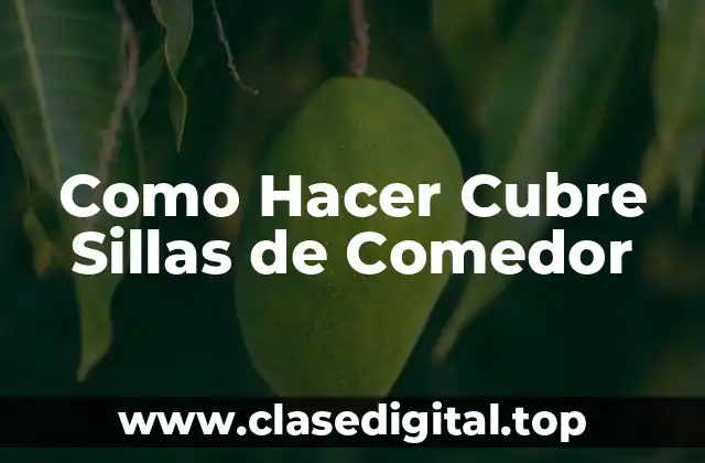 Como Hacer Cubre Sillas de Comedor