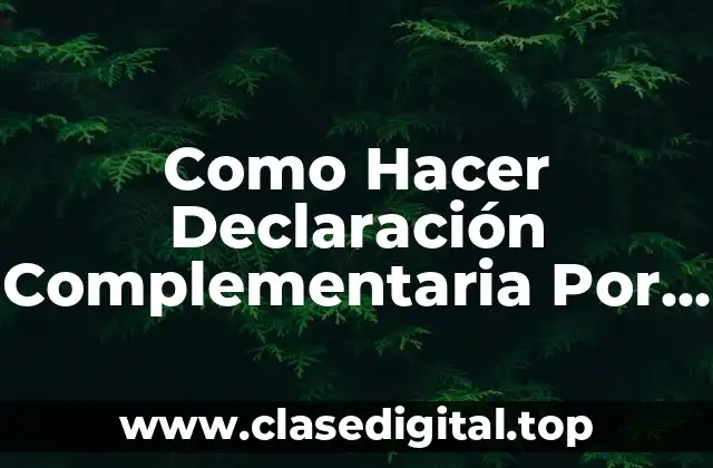 Como Hacer Declaración Complementaria Por Atrasos 2020