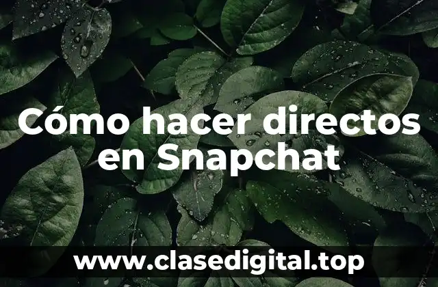 Cómo hacer directos en Snapchat