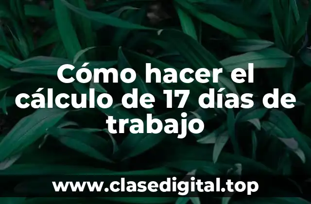 Cómo hacer el cálculo de 17 días de trabajo