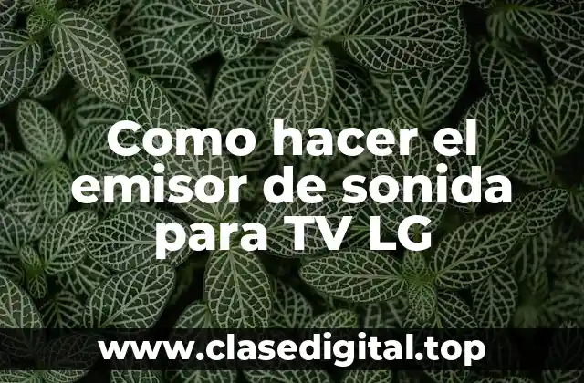 Como hacer el emisor de sonida para TV LG
