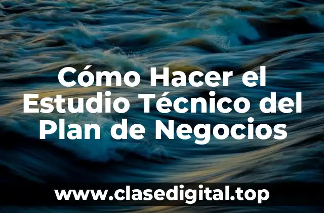 Cómo Hacer el Estudio Técnico del Plan de Negocios