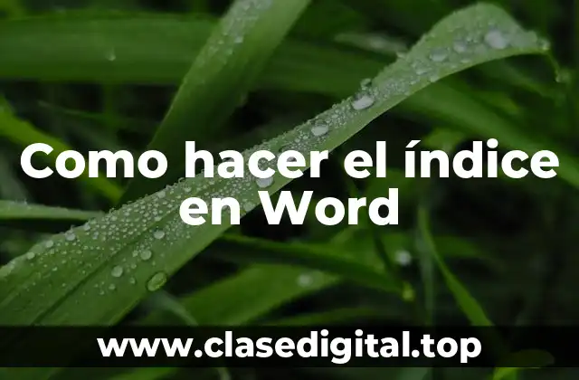 ¿Qué es un índice en Word?