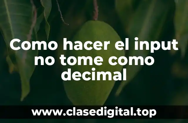 Como hacer el input no tome como decimal
