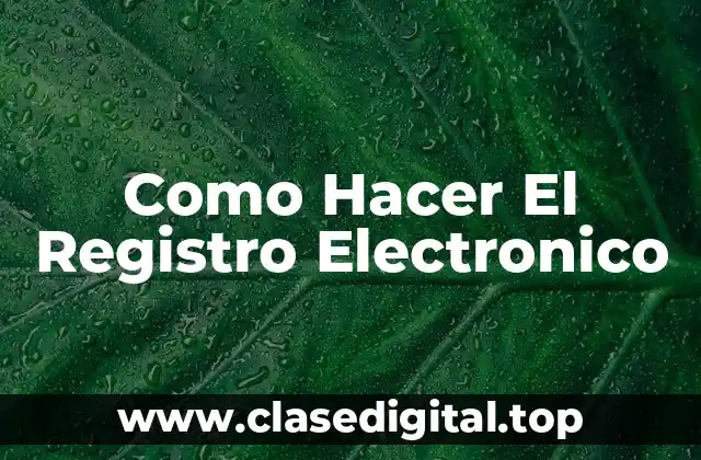 Como Hacer El Registro Electronico