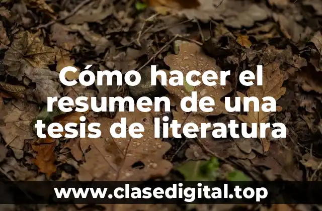Cómo hacer el resumen de una tesis de literatura