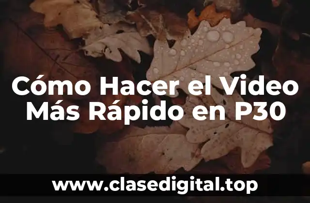 Cómo Hacer el Video Más Rápido en P30