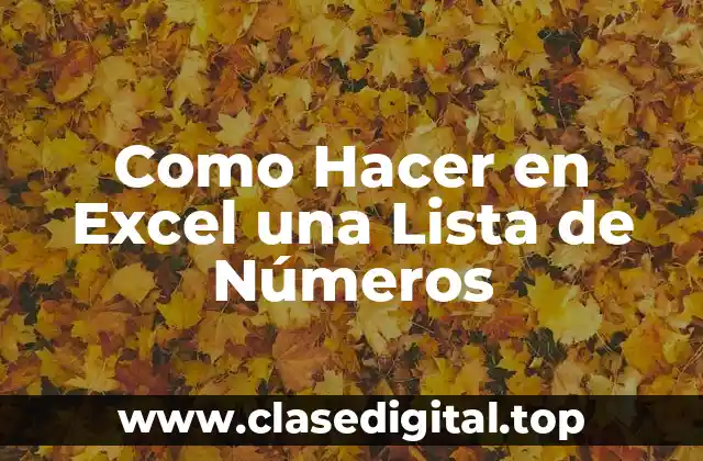 Como Hacer en Excel una Lista de Números