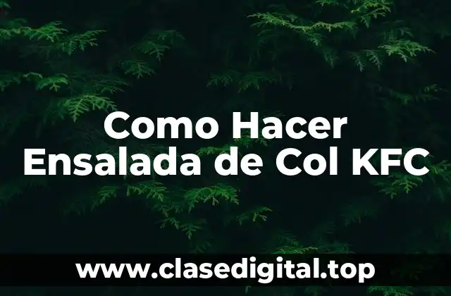 Como Hacer Ensalada de Col KFC