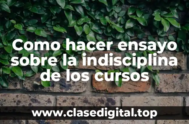 Como hacer ensayo sobre la indisciplina de los cursos