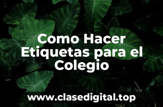Como Hacer Etiquetas para el Colegio