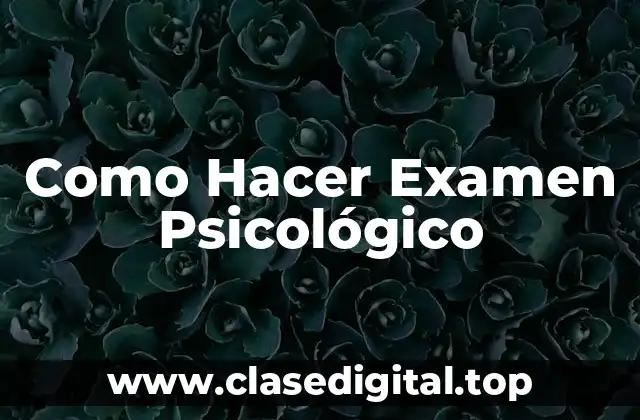 Qué es un Examen Psicológico y Para Qué Sirve