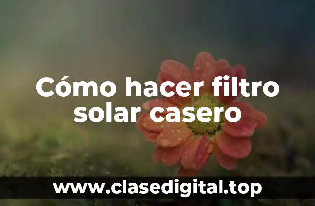 Cómo hacer filtro solar casero