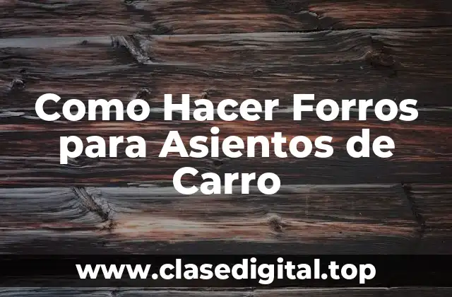 Como Hacer Forros para Asientos de Carro