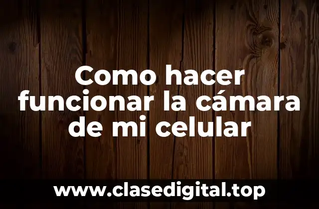 Como hacer funcionar la cámara de mi celular