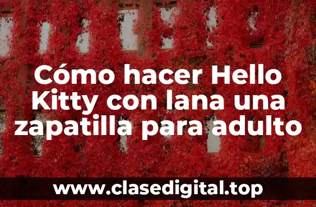 Cómo hacer Hello Kitty con lana una zapatilla para adulto