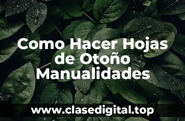 Como Hacer Hojas de Otoño Manualidades