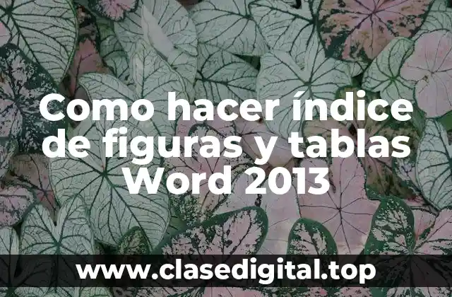 Como hacer índice de figuras y tablas Word 2013