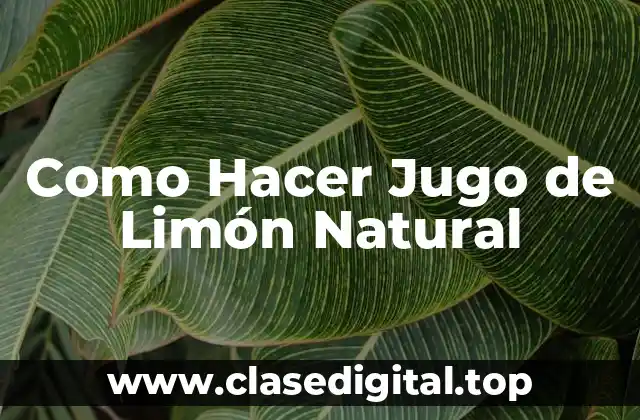 Como Hacer Jugo de Limón Natural