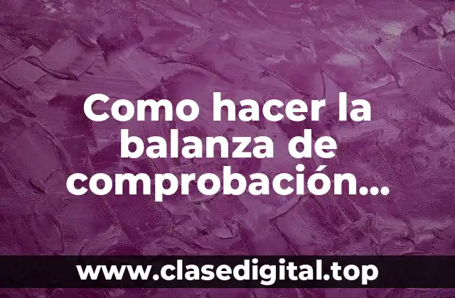 Como hacer la balanza de comprobación contabilidad