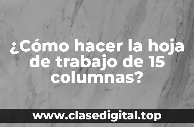 ¿Cómo hacer la hoja de trabajo de 15 columnas?