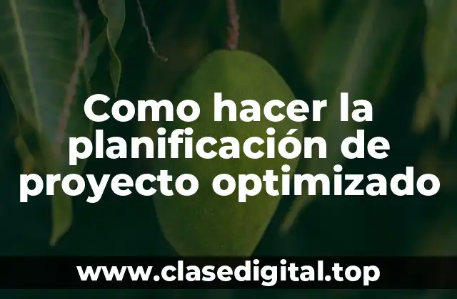 Como hacer la planificación de proyecto optimizado