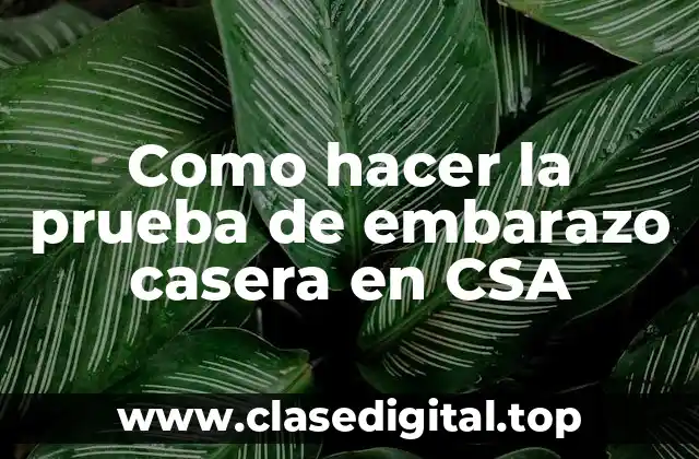 Como hacer la prueba de embarazo casera en CSA