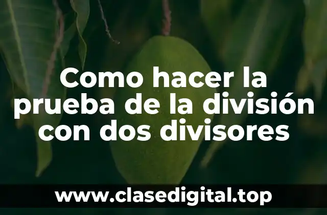 Como hacer la prueba de la división con dos divisores