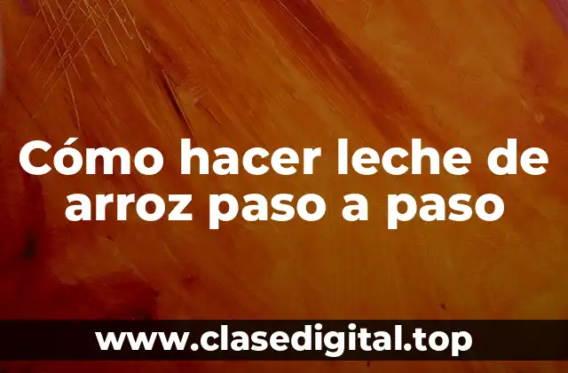 Cómo hacer leche de arroz paso a paso