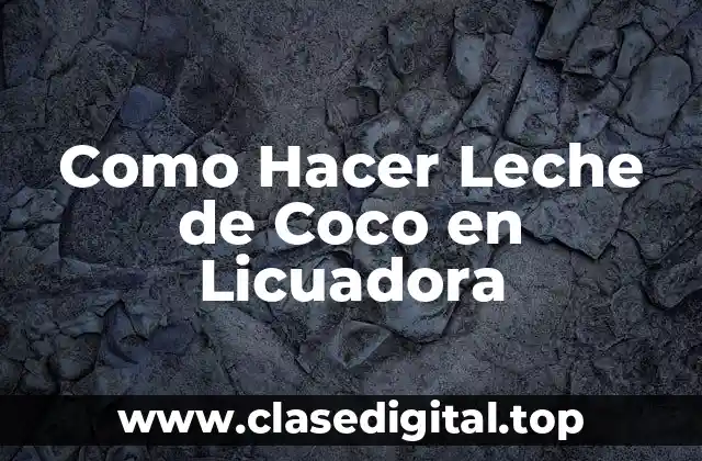 Como Hacer Leche de Coco en Licuadora