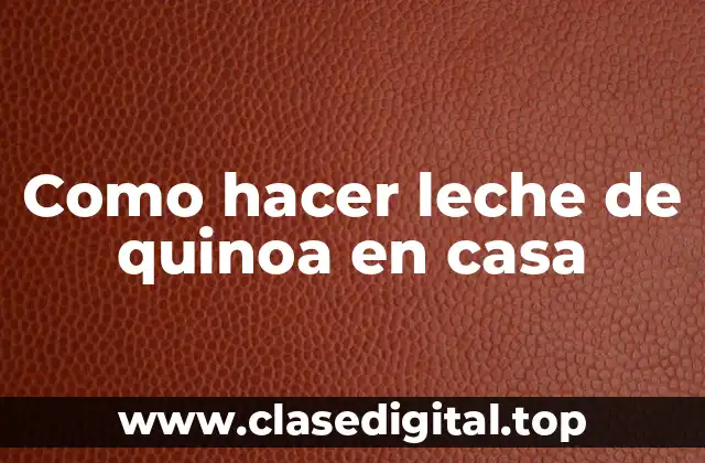 Como hacer leche de quinoa en casa