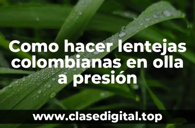 Como hacer lentejas colombianas en olla a presión