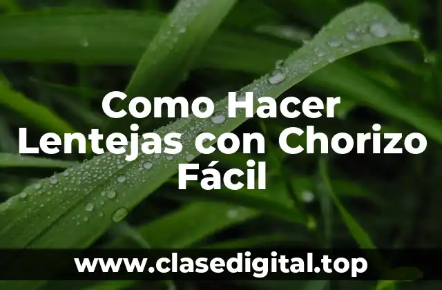 Como Hacer Lentejas con Chorizo Fácil