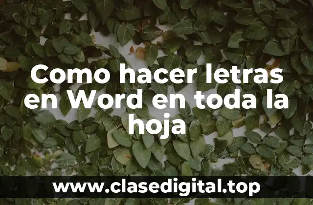 Como hacer letras en Word en toda la hoja