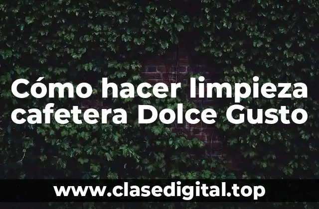 Cómo hacer limpieza cafetera Dolce Gusto