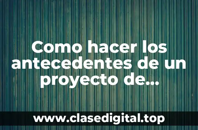 Como hacer los antecedentes de un proyecto de emprendimiento