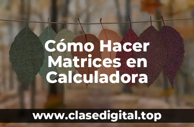 Cómo Hacer Matrices en Calculadora
