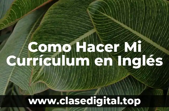 Como Hacer Mi Currículum en Inglés