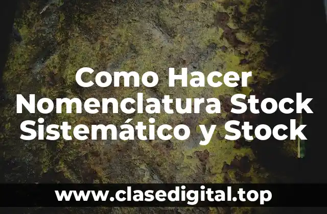 Como Hacer Nomenclatura Stock Sistemático y Stock