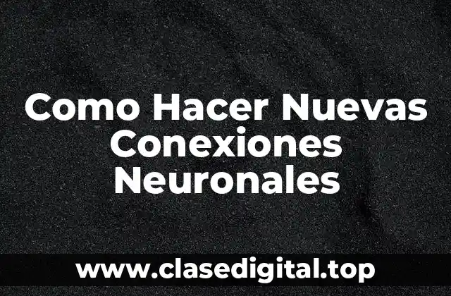 Como Hacer Nuevas Conexiones Neuronales