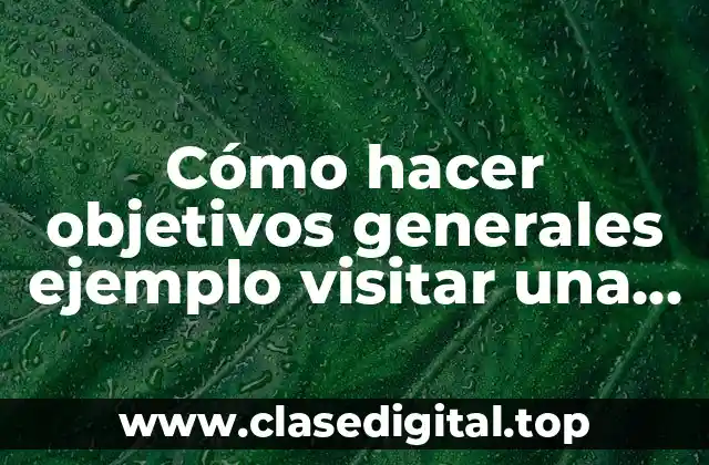 Cómo hacer objetivos generales ejemplo visitar una planta de procesamiento